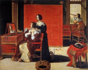 The Five Senses: The View A young woman in front of her mirror while a man uses an astronomical bezel. Painting by Abraham Bosse (1602-1676). 17th century. Tours, Museum of Fine Arts 作者 亚伯拉罕（继）博塞