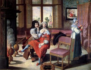 五种感官：触摸 一对夫妇互相抚摸。亚伯拉罕-博塞（1602-1674）的画作，17世纪。图尔，美术博物馆 作者 亚伯拉罕（继）博塞