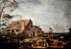 风景与农民休息 亚伯拉罕·布洛马特 (1564-1651) 的绘画 作者 亚伯拉罕·布洛玛特（Abraham Bloemaert）