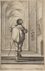 从后面看到的绅士走进教堂，大约。 1629。 作者 亚伯拉罕·博斯（Abraham Bosse）