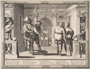 约克勃艮第酒店的演员1633-34。 作者 亚伯拉罕·博斯（Abraham Bosse）