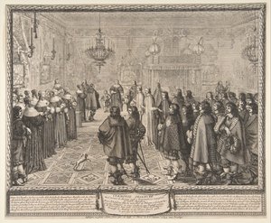 波兰国王弗拉德斯瓦夫四世和玛丽·路易之间的婚姻契约仪式，1645年。 作者 亚伯拉罕·博斯（Abraham Bosse）
