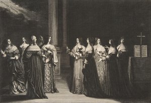 明智的处女拒绝油给愚蠢的处女。 1635。 作者 亚伯拉罕·博斯（Abraham Bosse）