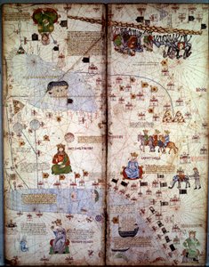 绘图。国泰（Catai）的地图，是中亚和欧洲的蒙古中国的古称。有。德里（印度），有咸海、伏尔加河、里海、高加索、幼发拉底河、阿拉伯半岛和德黑兰（印度）等城市（与t
