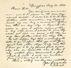 1843年2月14日亚伯拉罕林肯给奥尔登大厅的信 作者 亚伯拉罕·林肯