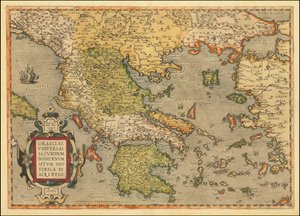亚伯拉罕-奥特留斯绘制的 1584 年希腊地图 作者 亚伯拉罕·奥特里乌斯（Abraham Ortelius）