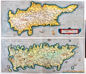 塞浦路斯、克里特岛、塞浦路斯、希腊 作者 亚伯拉罕·奥特里乌斯（Abraham Ortelius）