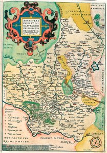 East, Munster, and Osnaburgensis Episcopal Description 德国弗兰肯地理地图，来自 Gerard Mercator (Oertel, Ortello or Ortel) 的“Atlas” 作者 亚伯拉罕·奥特里乌斯（Abraham Ortelius）