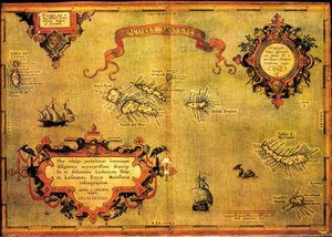 亚伯拉罕-奥特留斯绘制的亚速尔群岛地图 作者 Abraham Ortelius