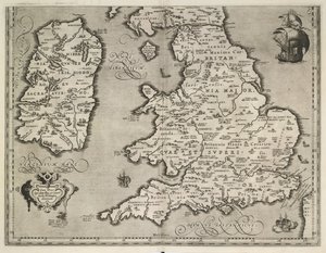 亚伯拉罕-奥特留斯绘制的《英格兰、威尔士和爱尔兰地图》（Theatrvm Orbis Terrarvm 作者 亚伯拉罕·奥特里乌斯（Abraham Ortelius）