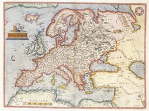欧洲地图，1587年 作者 亚伯拉罕·奥特里乌斯（Abraham Ortelius）