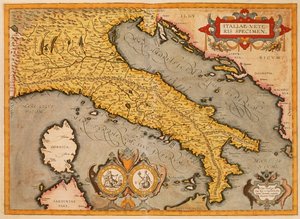 亚伯拉罕-奥特里厄斯的意大利地图 作者 Abraham Ortelius