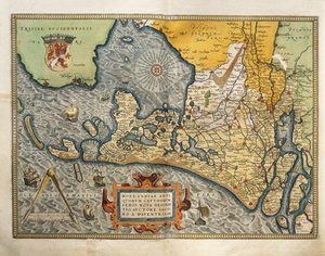 荷兰地图，摘自亚伯拉罕-奥特留斯的《世界地图》（Theatrum Orbis Terrarum）。 作者 Abraham Ortelius