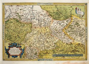 萨克森州地图，出自亚伯拉罕-奥特留斯的《奥比斯地球地图》。 作者 Abraham Ortelius
