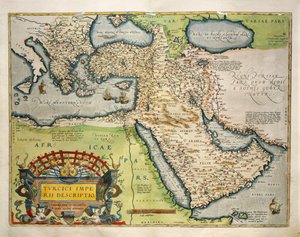 土耳其地图，摘自亚伯拉罕-奥特留斯的《地球地图》（Theatrum Orbis Terrarum）。 作者 Abraham Ortelius