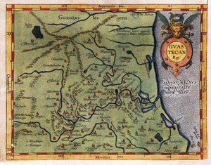 墨西哥湾（瓜斯特坎）地图，来自埃尔南多·德索托 1570 年的探险（雕刻） 作者 亚伯拉罕·奥特里乌斯（Abraham Ortelius）