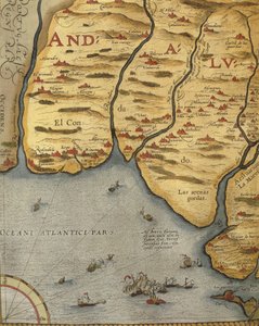 安达卢西亚的帕洛斯港，摘自亚伯拉罕-奥特留斯的《世界地图》（Theatrum Orbis Terrarum）。 作者 Abraham Ortelius