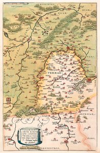 Veromanuorum 那些限制 Accurssima 描述 Vermandois 和 Picardy 在高卢（法国）领土的地理地图来自 Gerard Mercator（Oertel，Ortello 或 Ortel）的“地图集” 作者 亚伯拉罕·奥特里乌斯（Abraham Ortelius）