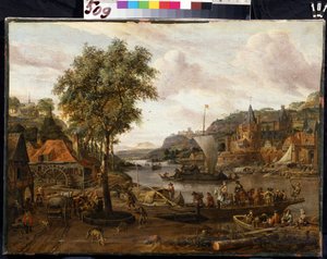 帆船亚伯拉罕-斯托克（1635-1710 年）的画作。布面油画，48 x 69 厘米，17 世纪末至 18 世纪初。弗拉芒画派，巴洛克艺术。圣彼得堡冬宫博物馆。 作者 亚伯拉罕·斯托克