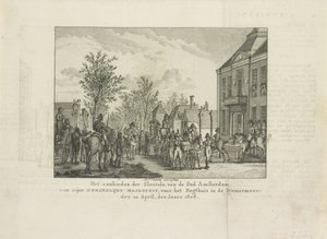 1808 年向路易-拿破仑赠送城市钥匙
1808 年 4 月 20 日，在 Diemermeer 的 Regthuis 前面向国王陛下赠送阿姆斯特丹市的钥匙（标题见实物） 作者 亚伯拉罕·文克勒斯