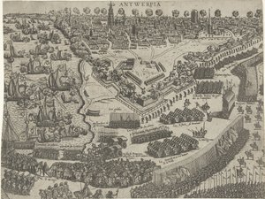 安茹公爵抵达安特卫普并受到奥兰治亲王的接见，1582 年