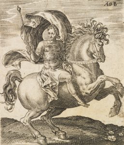 塞尔吉乌斯-加尔巴来自《马背上的十二凯撒》，约1565-1587年。 作者 亚伯拉罕·德·布鲁因