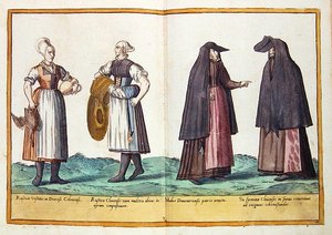 十六世纪的服装来自《Omnium Poene Gentium Imagines》，在科隆出版。 作者 亚伯拉罕·德·布鲁因
