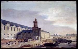 Porte Neuve 和 Galerie du Louvre 的景色，大约在 1640 年 Entrée du Louvre 附近，位于塞纳河畔。 Abraham de Verwer (1600-1650) 1640 Dim. 0.37 x 0.59 m 巴黎，Musee Carnavalet