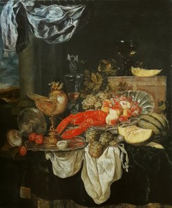 德语: Großes Stillleben mit Hummer 有龙虾的大型静物画 作者 亚伯拉罕·范·贝吉伦