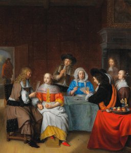 内部有一个优雅的协会扑克牌，1660年代。 作者 亚伯拉罕·范·迪克（Abraham van Dijck）