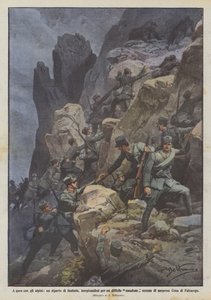 为了与步兵师Alpini比赛，在艰难的沟壑中攀登？ 作者 阿基里·贝尔特拉姆（Achille Beltrame）