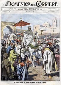 阿卜杜勒-阿齐兹（al-Hasan Mohamed al-Hasani al-Alaoui）于1907年10月进入摩洛哥的拉巴特（马拉喀什 作者 阿基里·贝尔特拉姆（Achille Beltrame）