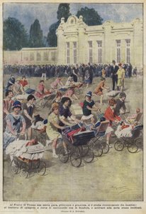 在维也纳普拉特（Vienna Prater），最近在儿童中进行了一场新的，风景如画，亲切的比赛？ 作者 Achille Beltrame