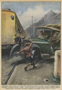 在Sedico的平交道口，在Agordino（Belluno）的电线上，是一个balilla？ 作者 Achille Beltrame