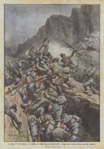 在Valle Inferno的通行证中，Alpini排在一场英勇的战斗之后抢了一条战壕？ 作者 阿基里·贝尔特拉姆（Achille Beltrame）