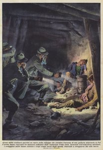一些边境士兵，突破了阻碍隧道通道的雪崩？ 作者 Achille Beltrame