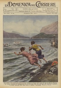 两个年轻人的哭声，在莫尔韦诺湖水域游泳时患病？ 作者 Achille Beltrame