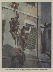 在刺穿了监狱墙后，四名囚犯从阿斯蒂的司法监狱中大肆逃脱 作者 Achille Beltrame
