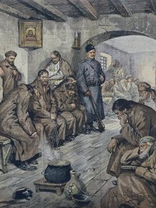 贝尔特梅，阿基里斯（1871-1945）。为争取结核病同伴的自由而绝食的俄罗斯囚犯。插图：A.Beltrame，《科里埃的多米尼克》，6月19日 作者 阿基里·贝尔特拉姆（Achille Beltrame）