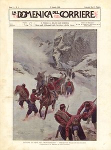 在黑山的暴风雪，三百名锁定的士兵 作者 Achille Beltrame