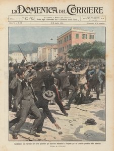 Carabinieri将无政府主义者从拉帕洛的流行愤怒中拯救出来，以便当局禁止集会 作者 Achille Beltrame