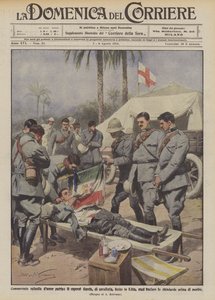 在利比亚受伤的骑兵部队卡罗拉的移动情节想要亲吻？ 作者 Achille Beltrame