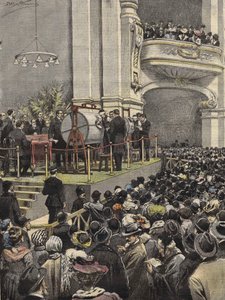 1907年米兰彩票的开奖。Achille Beltrame的插图。 作者 阿基里·贝尔特拉姆（Achille Beltrame）