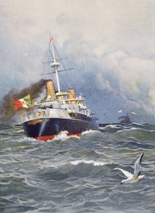 一级战舰 "翁贝托 "号，由Achille Beltrame(1871-1945)创作的插图，出自周刊《意大利画报》。 作者 阿基里·贝尔特拉姆（Achille Beltrame）