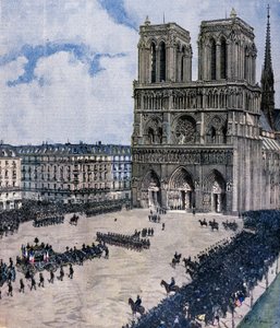 1899年费利克斯-福尔在巴黎圣母院大教堂的葬礼 阿奇尔-贝尔特拉姆的插图 作者 阿基里·贝尔特拉姆（Achille Beltrame）