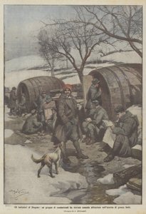 Diogenes的模仿者，一群战士在大桶内找到了舒适的住房 作者 Achille Beltrame