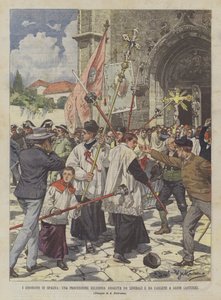西班牙的紊乱，在希洪（阿斯图里亚斯）被自由党和卡尔斯特殴打的宗教游行