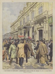 布宜诺斯艾利斯的严重紊乱，反对El Pais期刊办公室的示威，在佛罗里达街