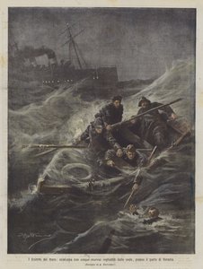 大海的戏剧，五名水手在威尼斯港附近被海浪吞没