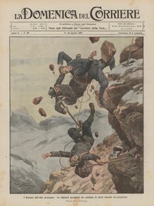 高山的戏剧，三名登山者在攀登过程中坠毁了数百米 作者 Achille Beltrame